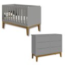 Ver imagem 1 de Quarto de Bebê Berço Mini Cama + Cômoda 6 Gavetas Classic Cinza Madeira