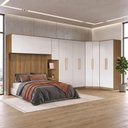 Ver imagem 1 de Quarto Modulado Adapt 13 Portas 7 Gavetas MDP Nogueira-Branco 659cm Kappesberg