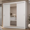 Ver imagem 1 de Guarda-roupa Casal 3 Portas de Correr com Espelho 2 Gavetas Branco Sublime Madesa