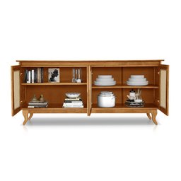 Buffet Aparador Madeira Vintage Luxo Tela 4p Deltan Imbuia - Atraente Móveis - 3