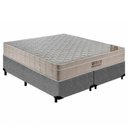 Ver imagem 1 de Cama Box Queen Bipartido Suede + Colchão Ortobom Airtech Molas Ensacadas 65x158x198 Cinza