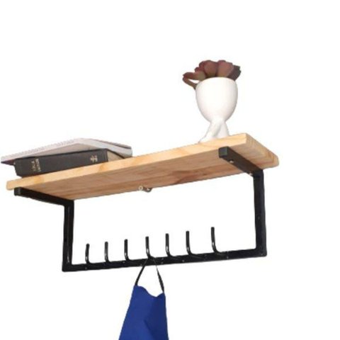 Suporte 7 Ganchos Madeira Sala Quarto Escritório 15x45