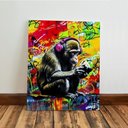 Ver imagem 7 de Kit 3 Quadro Decorativo Macaco Graffiti Colorido Premium Quarto Qualidade Premium 28x20cm