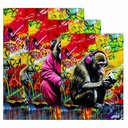 Ver imagem 4 de Kit 3 Quadro Decorativo Macaco Graffiti Colorido Premium Quarto Qualidade Premium 28x20cm