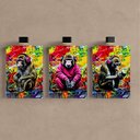 Ver imagem 2 de Kit 3 Quadro Decorativo Macaco Graffiti Colorido Premium Quarto Qualidade Premium 28x20cm