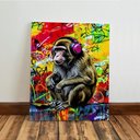Ver imagem 5 de Kit 3 Quadro Decorativo Macaco Graffiti Colorido Premium Quarto Qualidade Premium 28x20cm