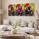 Ver imagem 3 de Kit 3 Quadro Decorativo Macaco Graffiti Colorido Premium Quarto Qualidade Premium 28x20cm