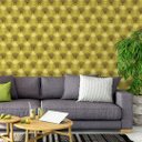 Ver imagem 3 de Papel de Parede Adesivo Estofado Amarelo Sofá Botão 2,80m