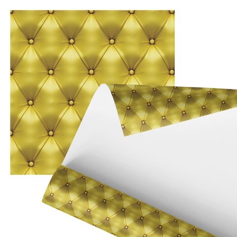 Papel de Parede Adesivo Estofado Amarelo Sofá Botão 2,80m