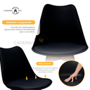 Ver imagem 3 de Kit 4 Cadeiras para Mesa de Jantar Cozinha Sala Escrivaninha Saarinen Leda Eiffel Base Madeira
