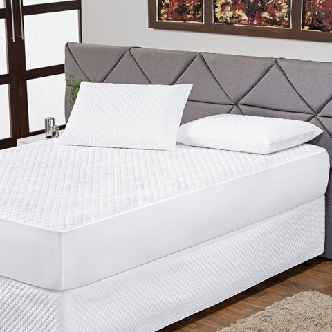 Kit Protetor de Colchão Impermeável Casal Padrão 3 Peças Antiácaro Zíper Capa Cama Branco