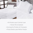 Ver imagem 4 de Kit Protetor de Colchão Impermeável Casal Padrão 3 Peças Antiácaro Zíper Capa Cama Branco