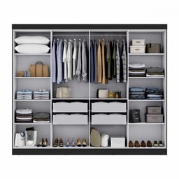 Guarda Roupa Casal Paris com Pés 8 Portas MDP Preto Fosco Maxel - 3 Guarda Roupa Casal Paris com Pés 8 Portas MDP Preto Fosco Maxel - 3