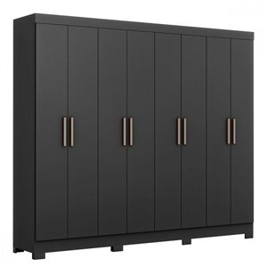 Guarda Roupa Casal Paris com Pés 8 Portas MDP Preto Fosco Maxel
