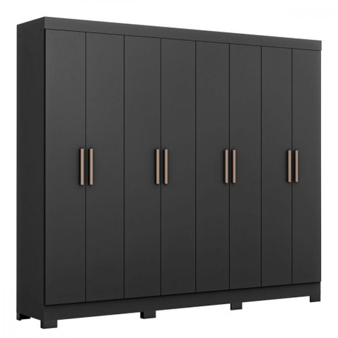 Guarda Roupa Casal Paris com Pés 8 Portas MDP Preto Fosco Maxel