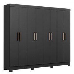 Guarda Roupa Casal Paris com Pés 8 Portas MDP Preto Fosco Maxel - 1 Guarda Roupa Casal Paris com Pés 8 Portas MDP Preto Fosco Maxel - 1