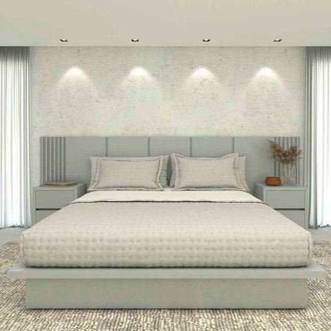 Cabeceira King 3,50m e 2 Mesas de Cabeceira Mdf sob Medida Cor:prata
