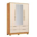 Ver imagem 1 de Guarda Roupa Casal Domo 44020es 4 Portas Cinamon Off White com Espelho e Pés – Demóbile