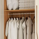 Ver imagem 3 de Guarda Roupa Casal Domo 44020es 4 Portas Cinamon Off White com Espelho e Pés – Demóbile