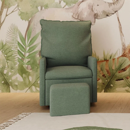 Poltrona Amamentação Fit Balanço e Puff Linho Mamãe Bebê:cadeira Alta Conforto Verde - 2