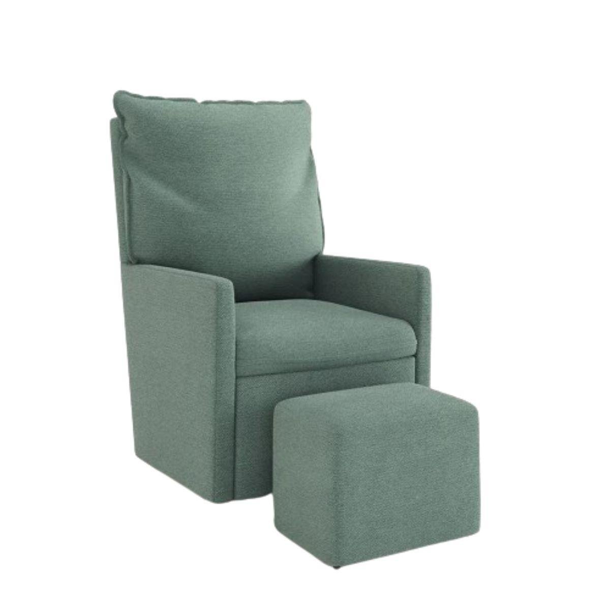 Poltrona Amamentação Fit Balanço e Puff Linho Mamãe Bebê:cadeira Alta Conforto Verde - 1
