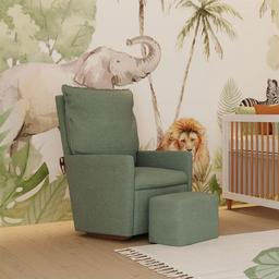 Poltrona Amamentação Fit Balanço e Puff Linho Mamãe Bebê:cadeira Alta Conforto Verde - 4