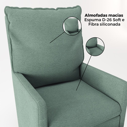 Poltrona Amamentação Fit Balanço e Puff Linho Mamãe Bebê:cadeira Alta Conforto Verde - 5