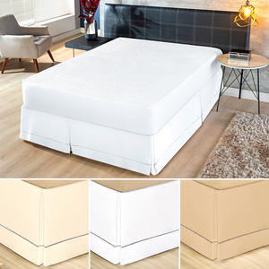 Saia box para cama Casal king algodao ponto palito 180 Fios veste fácil = hotel