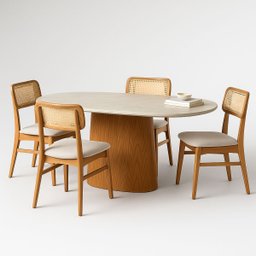 Mesa de Jantar Oblongo 137x90 Cm Freijó Tampo Mármore Branco Extra - 4