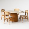 Mesa de Jantar Oblongo 137x90 Cm Freijó Tampo Mármore Branco Extra - 4