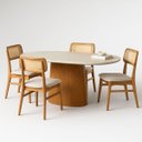 Ver imagem 4 de Mesa de Jantar Oblongo 137x90 Cm Freijó Tampo Mármore Branco Extra