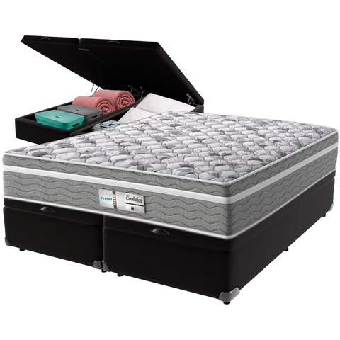 Cama Box Baú e Colchão Evolution Molas Ensacadas Queen Probel: Preto