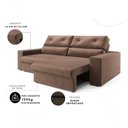 Ver imagem 3 de Sofá Hera 3 Lugares Retrátil e Reclinável 200cm Marrom Suede