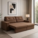 Ver imagem 1 de Sofá Hera 3 Lugares Retrátil e Reclinável 200cm Marrom Suede