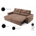 Ver imagem 2 de Sofá Hera 3 Lugares Retrátil e Reclinável 200cm Marrom Suede