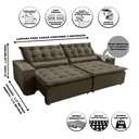 Ver imagem 3 de Sofá Elegance Retratil e Reclinavel 2,32 Mts Veludo Capuccino