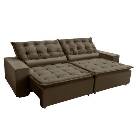 Sofá Elegance Retratil e Reclinavel 2,32 Mts Veludo Capuccino