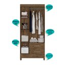Ver imagem 4 de Guarda Roupa Solteiro 3 portas 2 gavetas Lima - Castanho Wood