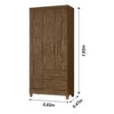 Ver imagem 2 de Guarda Roupa Solteiro 3 portas 2 gavetas Lima - Castanho Wood