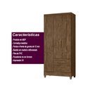 Ver imagem 5 de Guarda Roupa Solteiro 3 portas 2 gavetas Lima - Castanho Wood