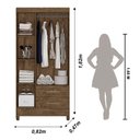 Ver imagem 3 de Guarda Roupa Solteiro 3 portas 2 gavetas Lima - Castanho Wood
