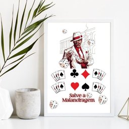 Quadro Zé Pelintra Salve A Malandragem 33x24cm - com vidro:Madeira preta - 2