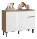 Ver imagem 2 de Balcão de Cozinha Vanessa Amêndoa/branco C/tampo 3 Portas 1 Gaveta - Ajl Móveis