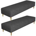 Ver imagem 1 de Kit 02 Puffs Decorativo Sala de Estar Bali W01 Pés Palito 170x60cm Linho Cinza Escuro - Lyam Decor