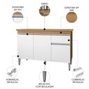 Ver imagem 3 de Balcão de Cozinha com Tampo 120cm Tatiane Amêndoa/branco - Ajl Móveis