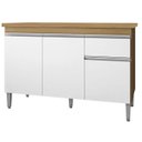 Ver imagem 2 de Balcão de Cozinha com Tampo 120cm Tatiane Amêndoa/branco - Ajl Móveis