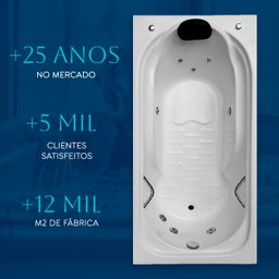Banheira Retangular Hortênsia Completa com Hidro em Acrílico - 220v - 5
