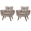 Ver imagem 1 de Kit 2 Poltrona Suede Cappuccino Cadeira Decorativa Julia Sala Recepção Pés Caramelo