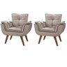 Kit 2 Poltrona Suede Cappuccino Cadeira Decorativa Julia Sala Recepção Pés Caramelo - 1