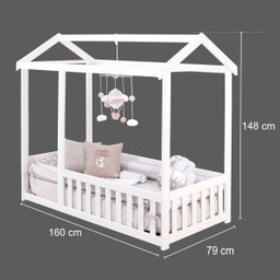 Cama Infantil Montessoriana com Grade Nina Branco - 2